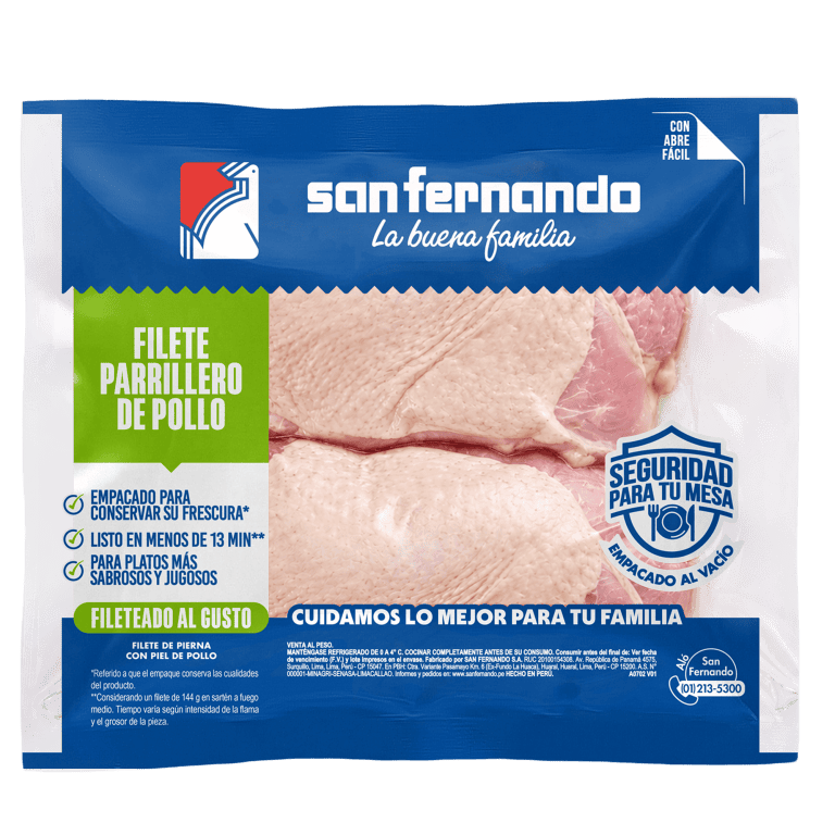 Filete de pierna con piel de pollo