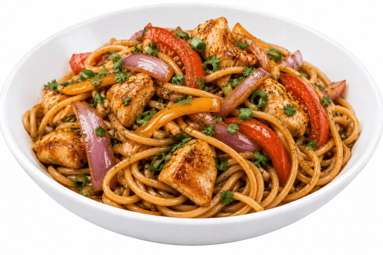 Tallarín / fideo saltado con pollo